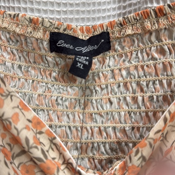 NEW Milkmaid boho top Sz XL yellow ditsy print smocked cropped fairy coquette - Picture 2 of 7